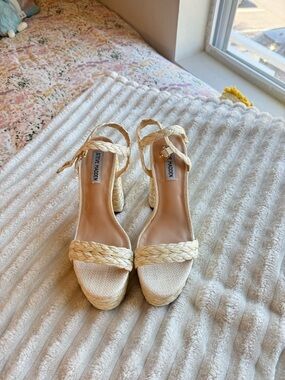 Steve Madden Natural Braided Espadrille Wedge Sandals